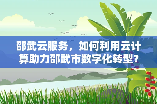 邵武云服务，如何利用云计算助力邵武市数字化转型？