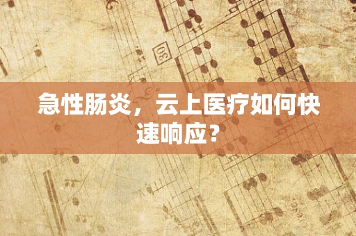 急性肠炎，云上医疗如何快速响应？