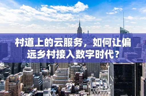 村道上的云服务，如何让偏远乡村接入数字时代？