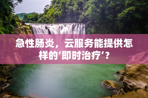 急性肠炎，云服务能提供怎样的‘即时治疗’？