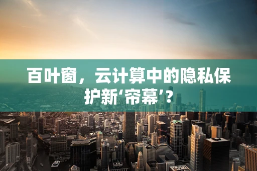 百叶窗，云计算中的隐私保护新‘帘幕’？