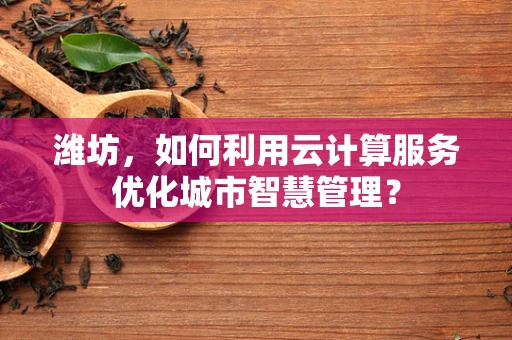 潍坊，如何利用云计算服务优化城市智慧管理？